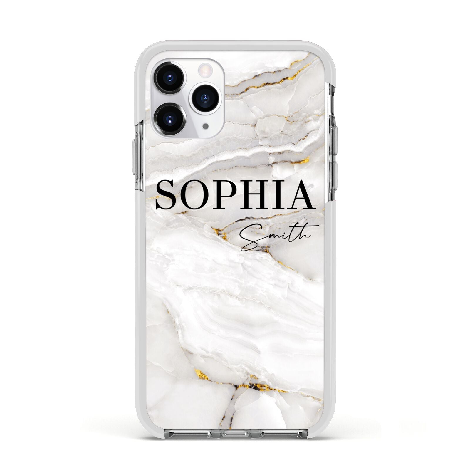 White And Gold Marble Apple iPhone 11 Pro in Silver with White Impact Case