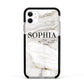 White And Gold Marble Apple iPhone 11 in White with Black Impact Case