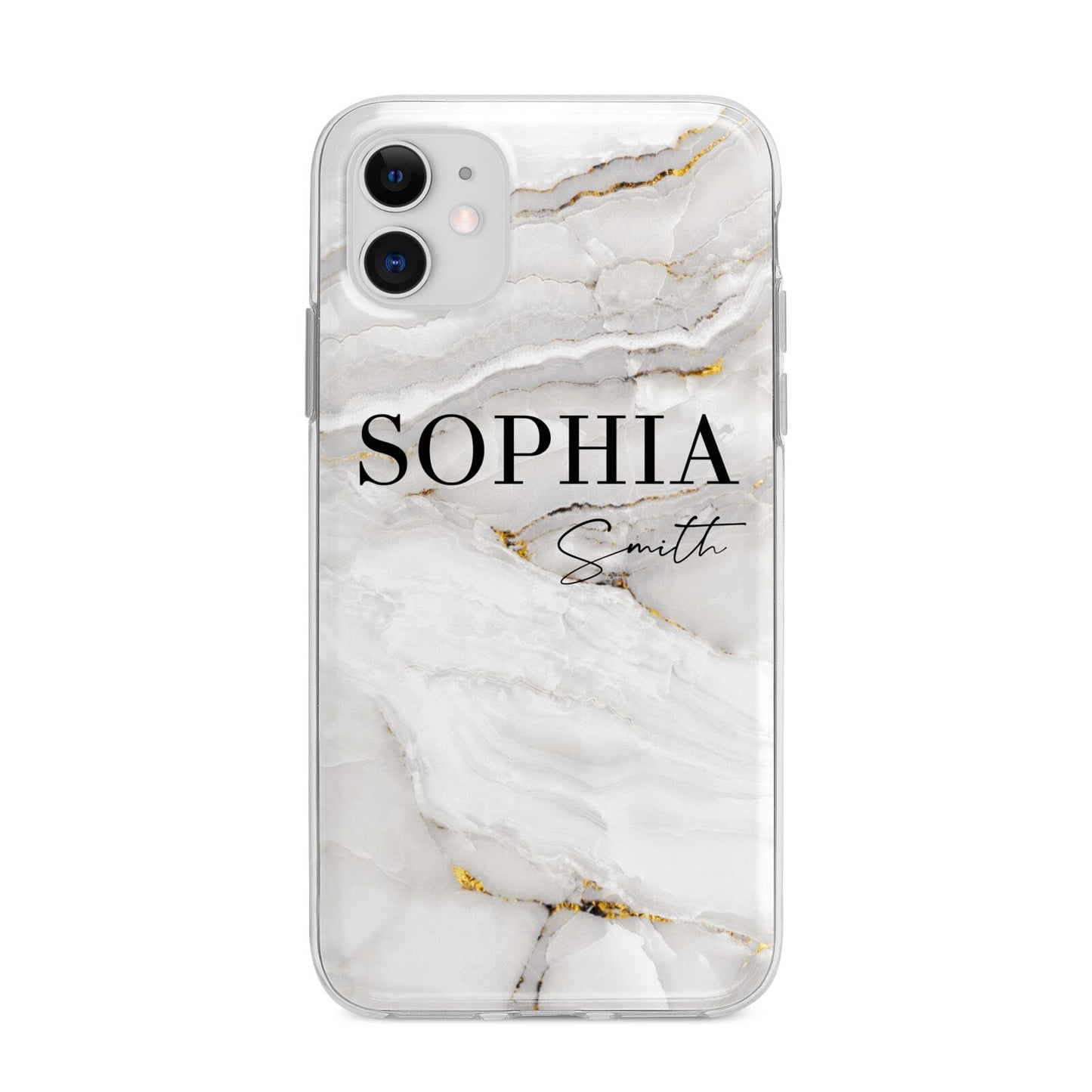 White And Gold Marble Apple iPhone 11 in White with Bumper Case