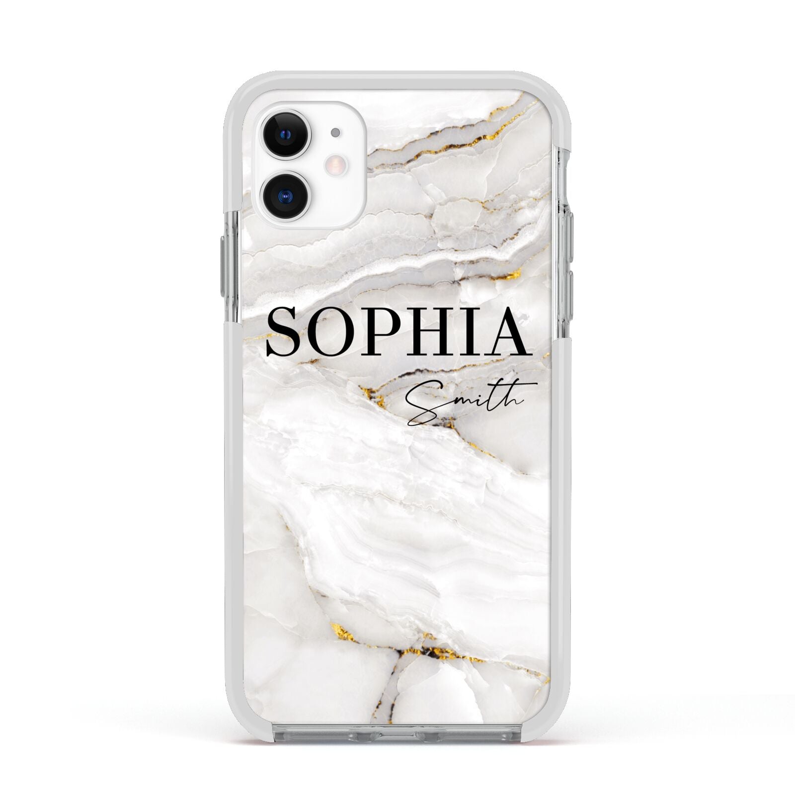 White And Gold Marble Apple iPhone 11 in White with White Impact Case