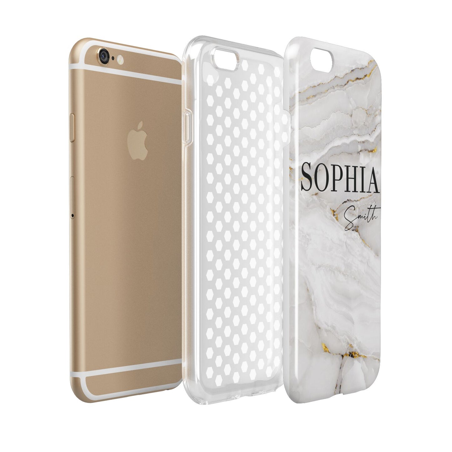 White And Gold Marble Apple iPhone 6 3D Tough Case Expanded view