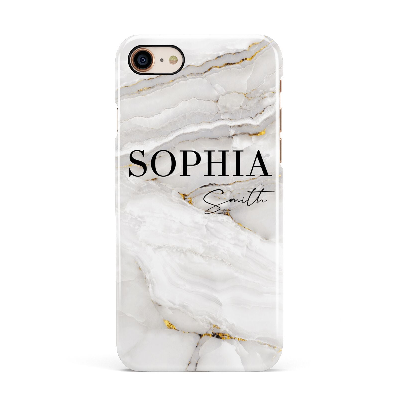 White And Gold Marble Apple iPhone 7 8 3D Snap Case