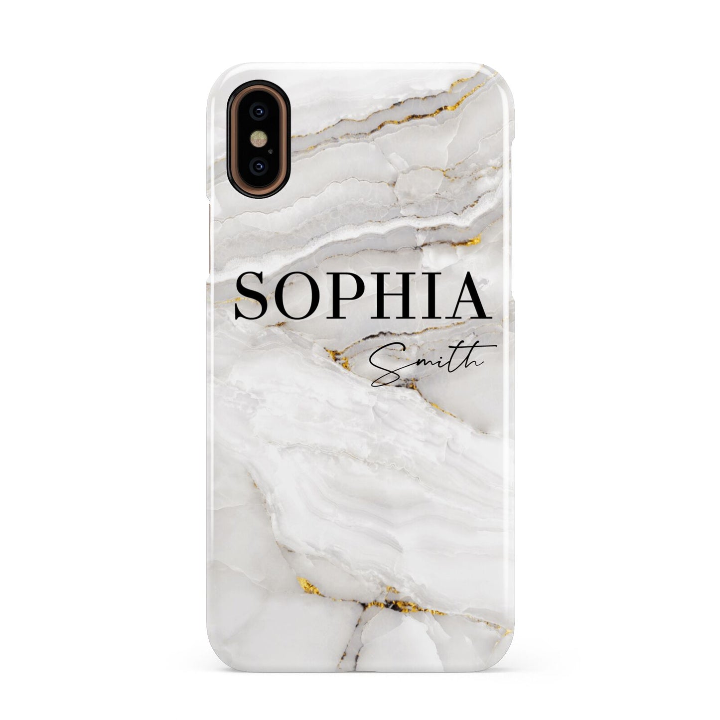 White And Gold Marble Apple iPhone XS 3D Snap Case
