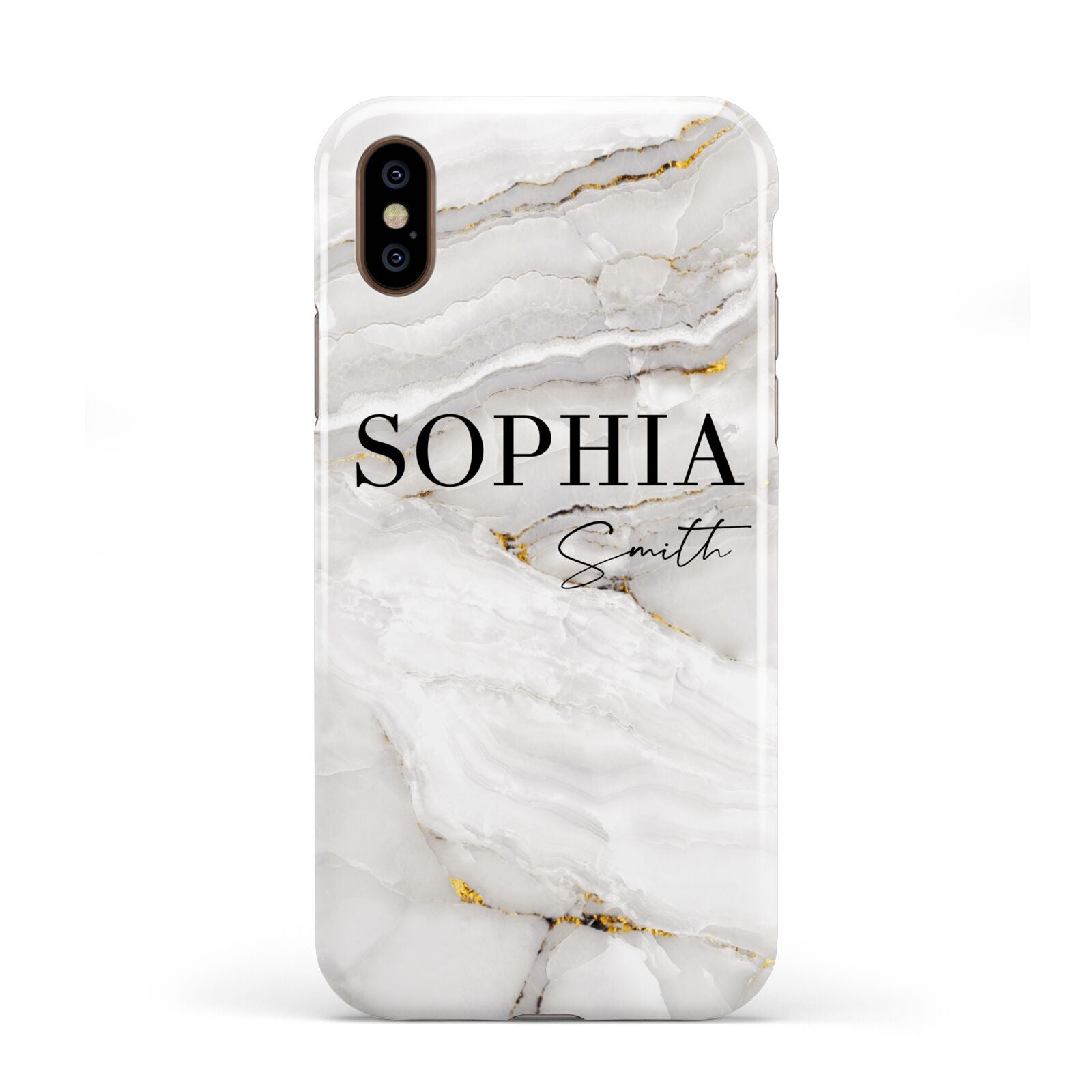 White And Gold Marble Apple iPhone XS 3D Tough