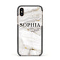 White And Gold Marble Apple iPhone Xs Impact Case Black Edge on Gold Phone