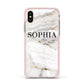 White And Gold Marble Apple iPhone Xs Impact Case Pink Edge on Gold Phone