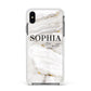 White And Gold Marble Apple iPhone Xs Max Impact Case White Edge on Black Phone