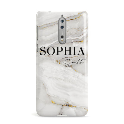 White And Gold Marble Nokia Case