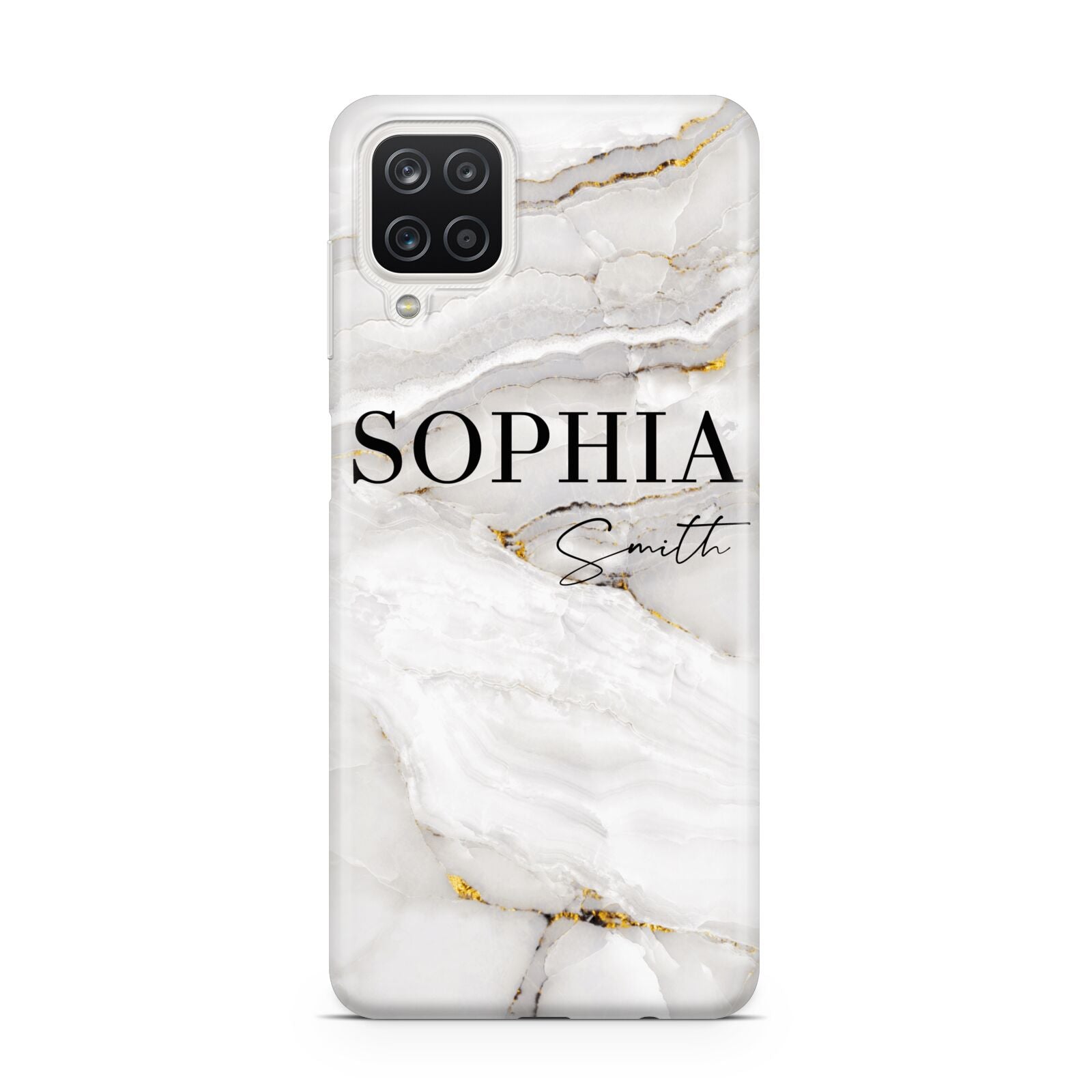 White And Gold Marble Samsung A12 Case