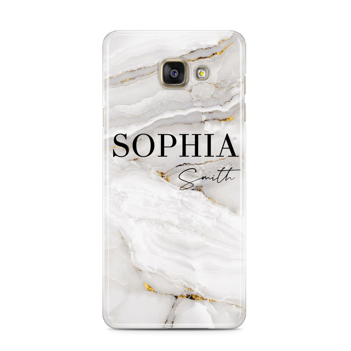 White And Gold Marble Samsung Galaxy A3 2016 Case on gold phone