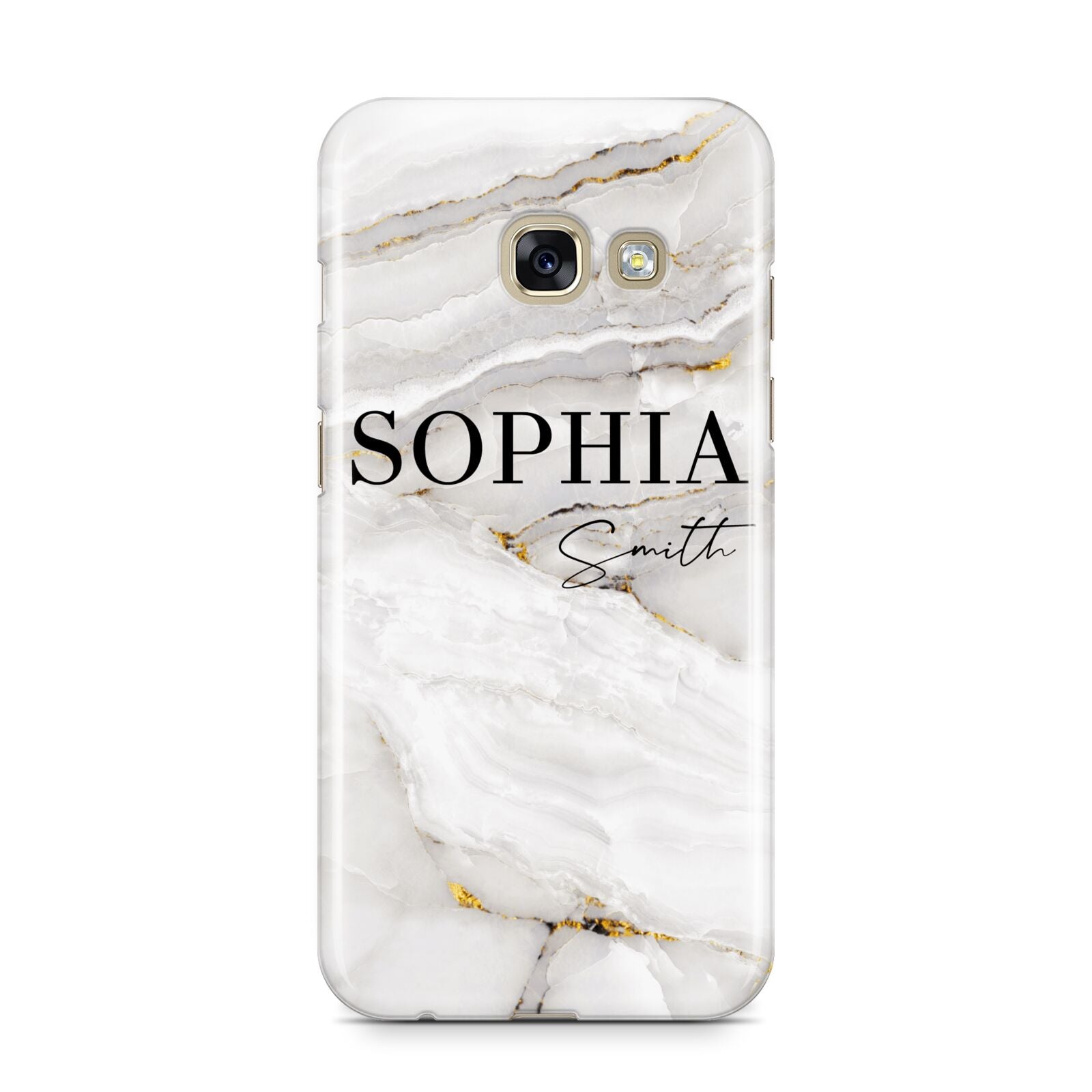 White And Gold Marble Samsung Galaxy A3 2017 Case on gold phone