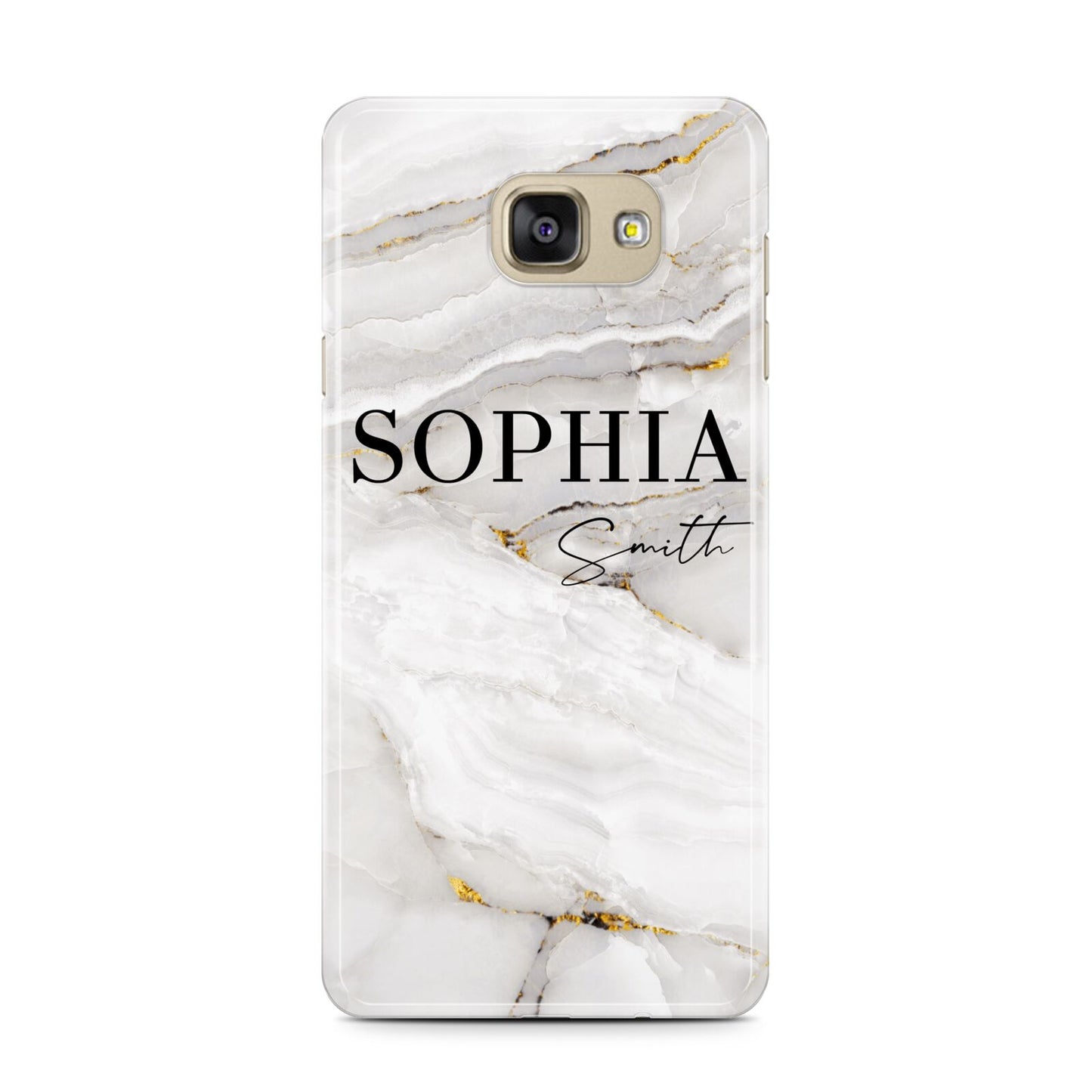 White And Gold Marble Samsung Galaxy A7 2016 Case on gold phone