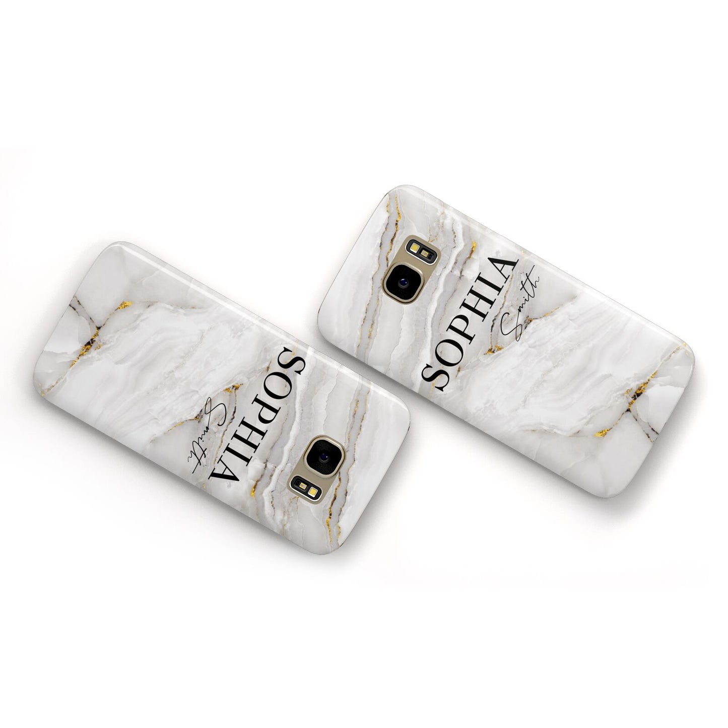 White And Gold Marble Samsung Galaxy Case Flat Overview