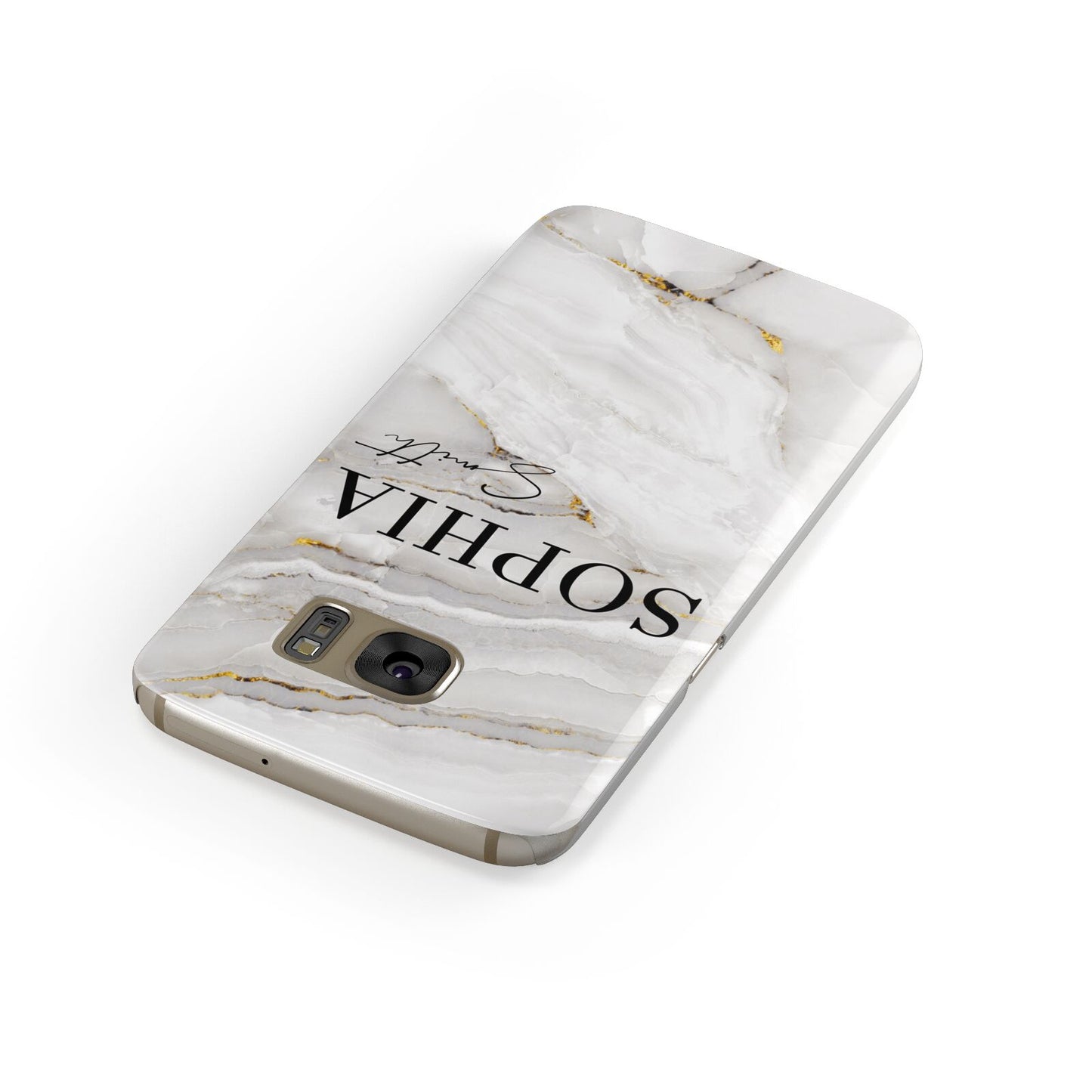 White And Gold Marble Samsung Galaxy Case Front Close Up