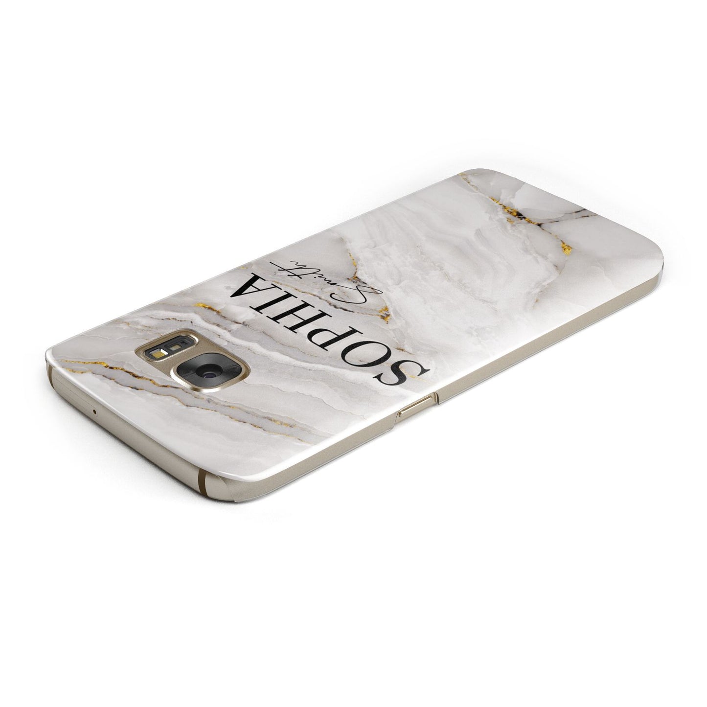 White And Gold Marble Samsung Galaxy Case Top Cutout