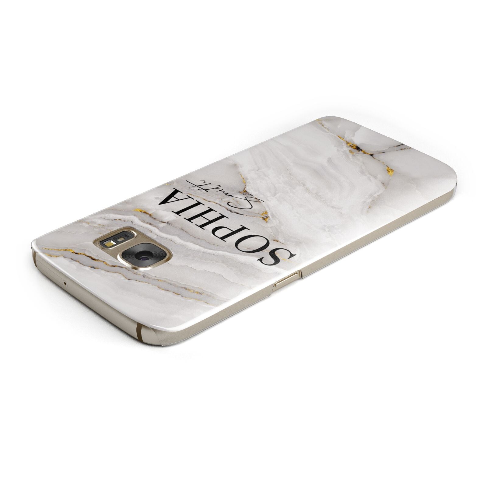 White And Gold Marble Samsung Galaxy Case Top Cutout