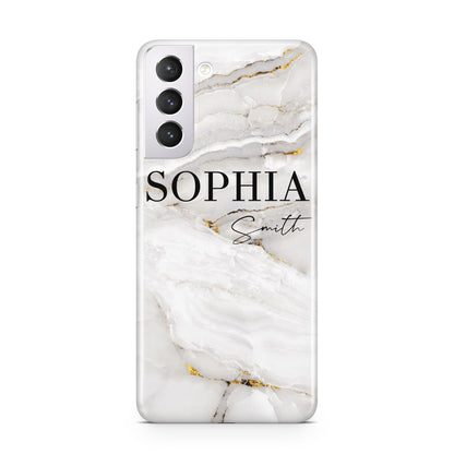 White And Gold Marble Samsung S21 Case