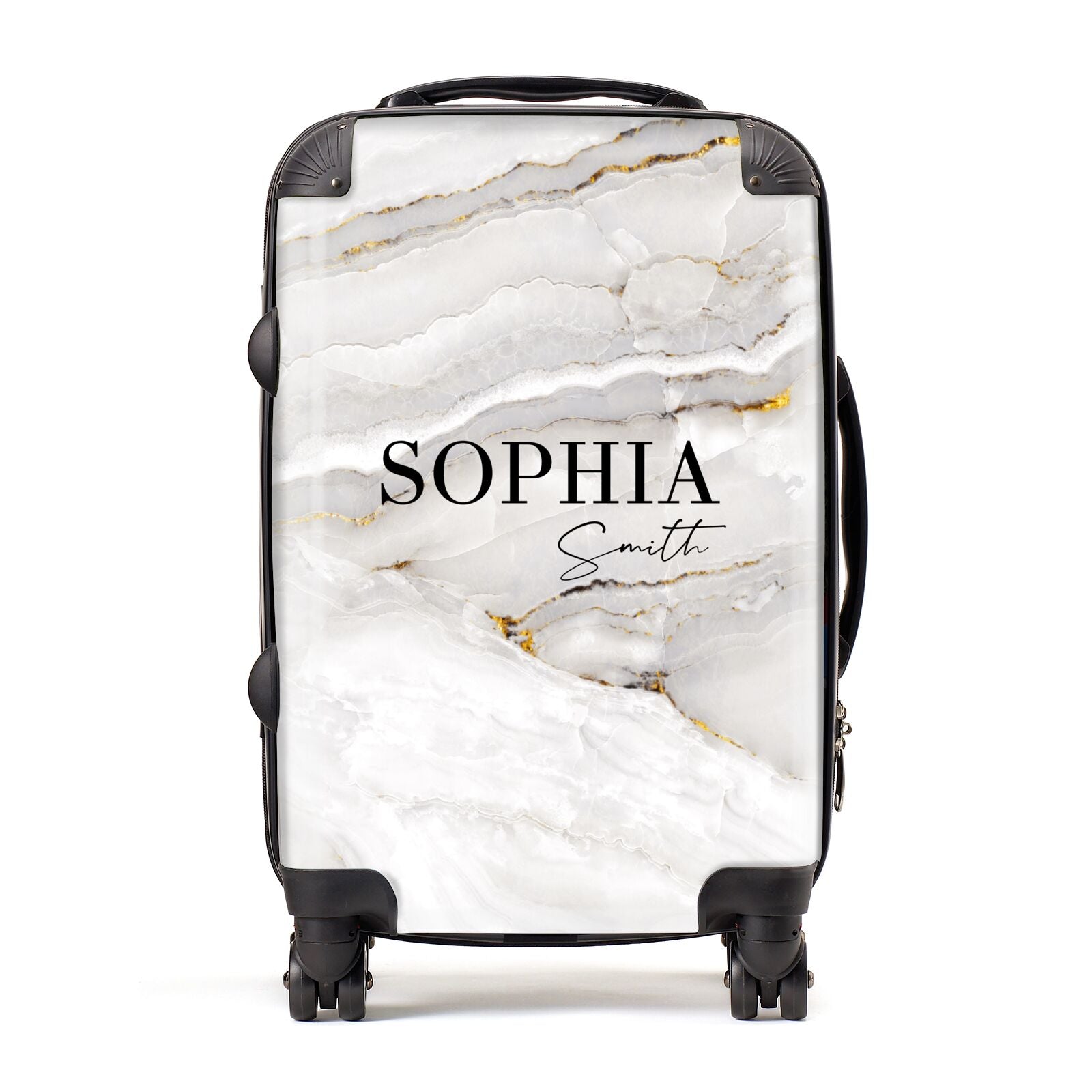White And Gold Marble Suitcase