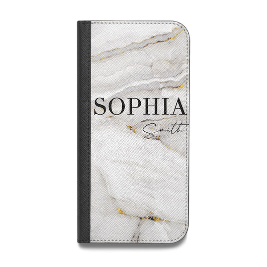 White And Gold Marble Vegan Leather Flip iPhone Case