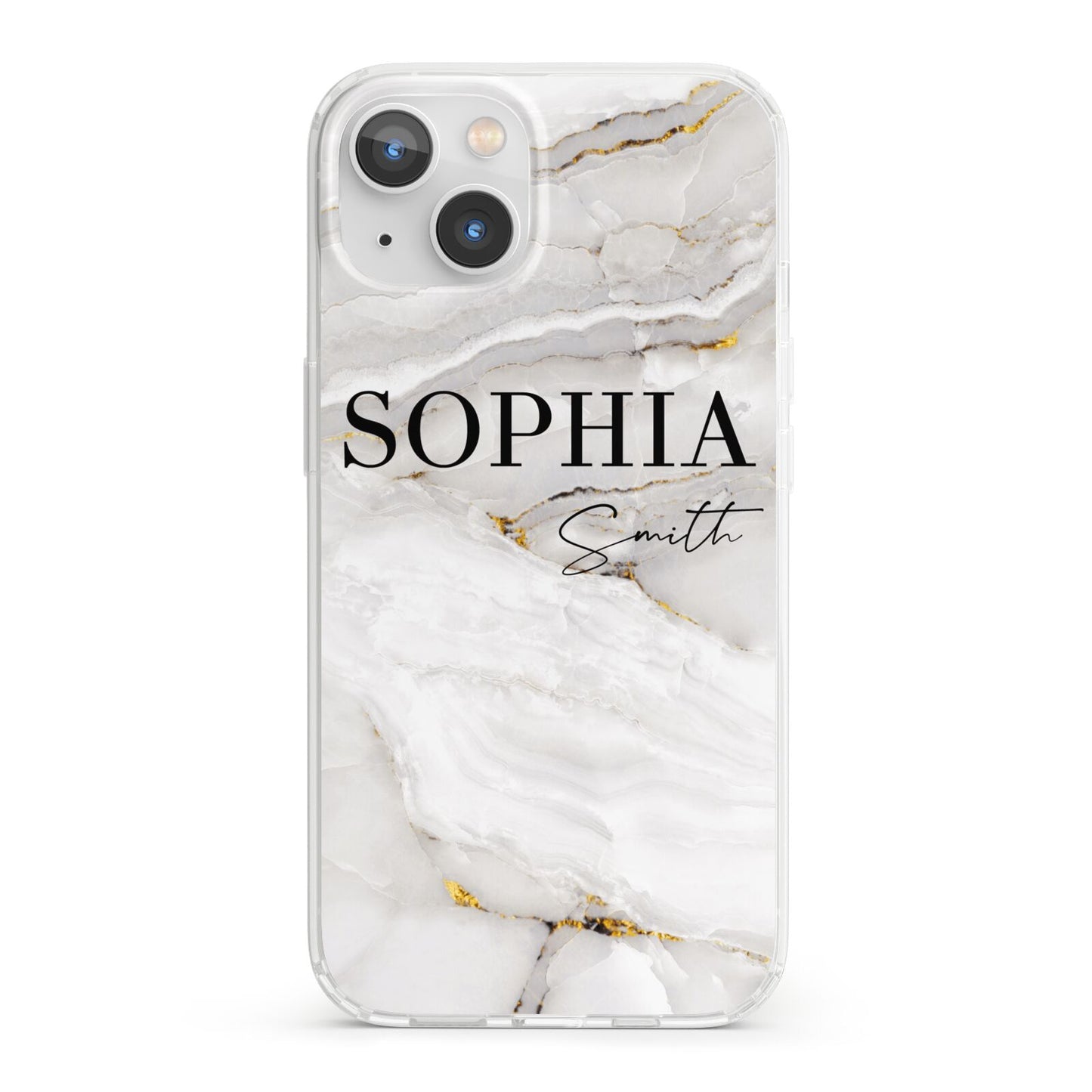 White And Gold Marble iPhone 13 Clear Bumper Case