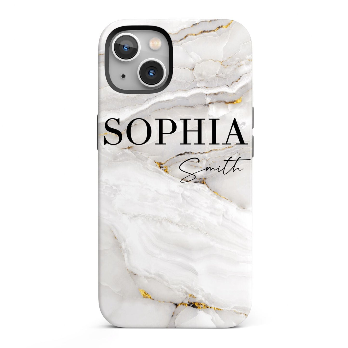 White And Gold Marble iPhone 13 Full Wrap 3D Tough Case