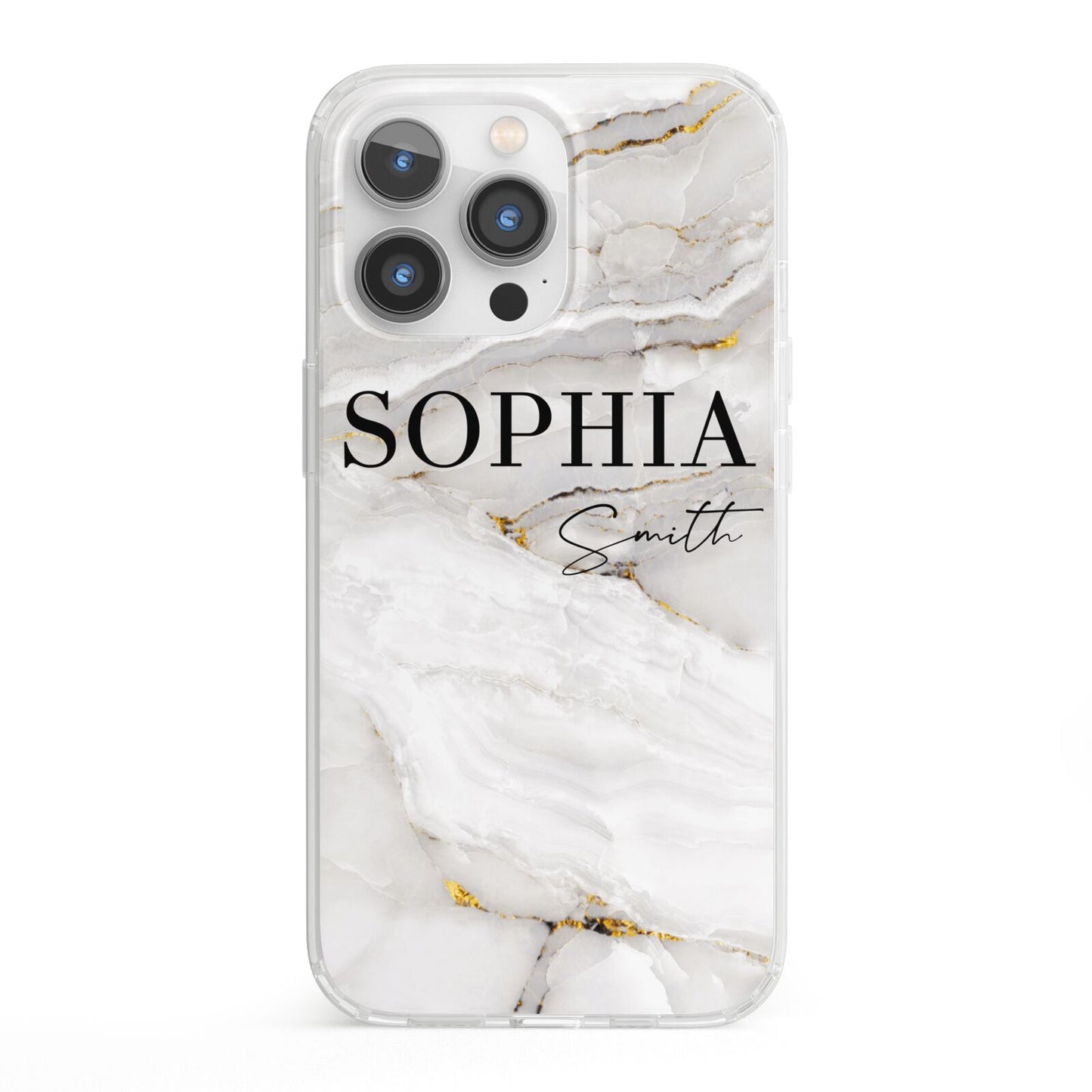 White And Gold Marble iPhone 13 Pro Clear Bumper Case