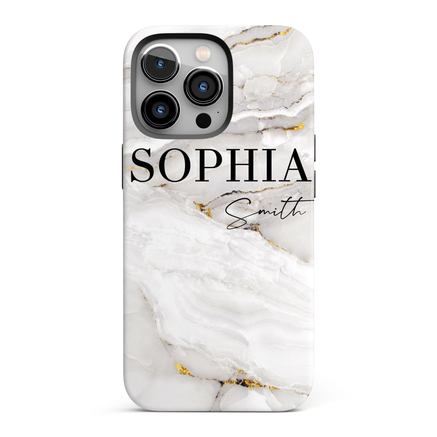 White And Gold Marble iPhone 13 Pro Full Wrap 3D Tough Case