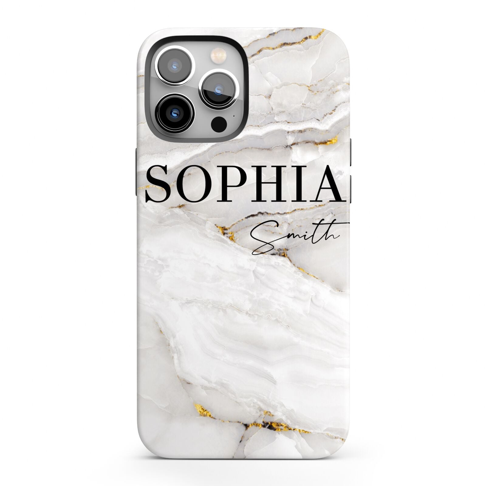 White And Gold Marble iPhone 13 Pro Max Full Wrap 3D Tough Case