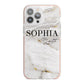 White And Gold Marble iPhone 13 Pro Max TPU Impact Case with Pink Edges