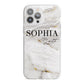 White And Gold Marble iPhone 13 Pro Max TPU Impact Case with White Edges