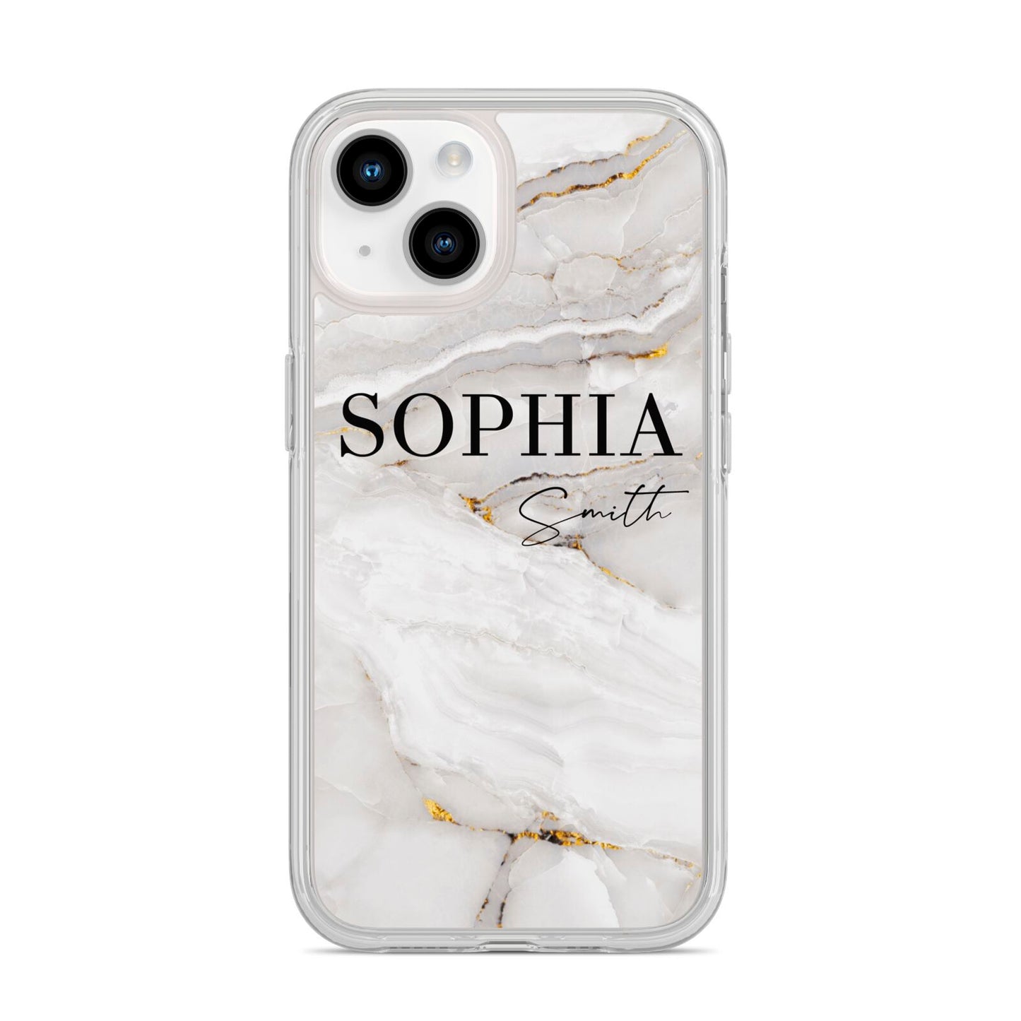 White And Gold Marble iPhone 14 Clear Tough Case Starlight