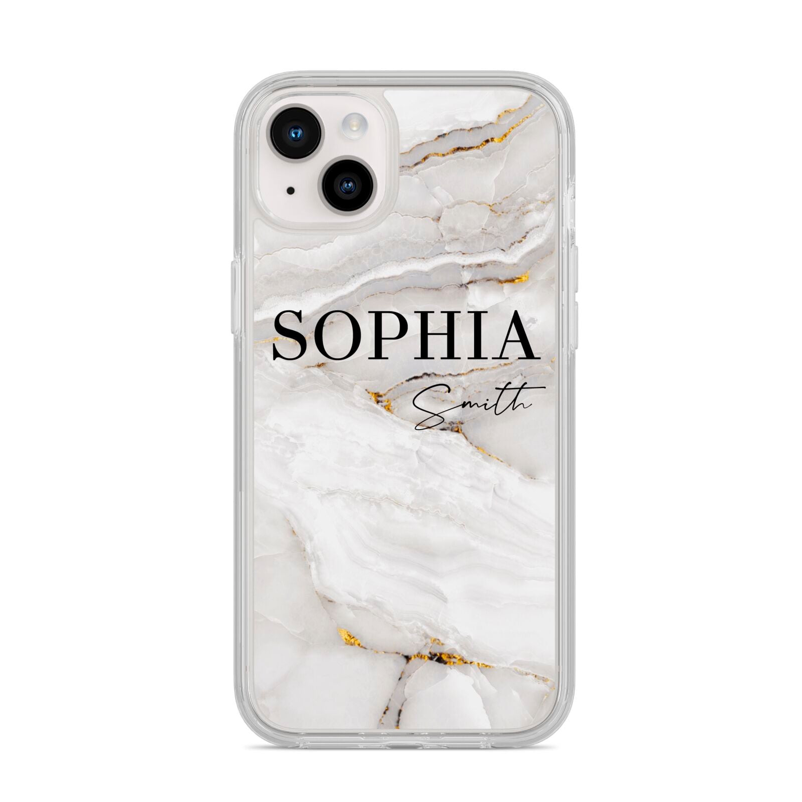 White And Gold Marble iPhone 14 Plus Clear Tough Case Starlight