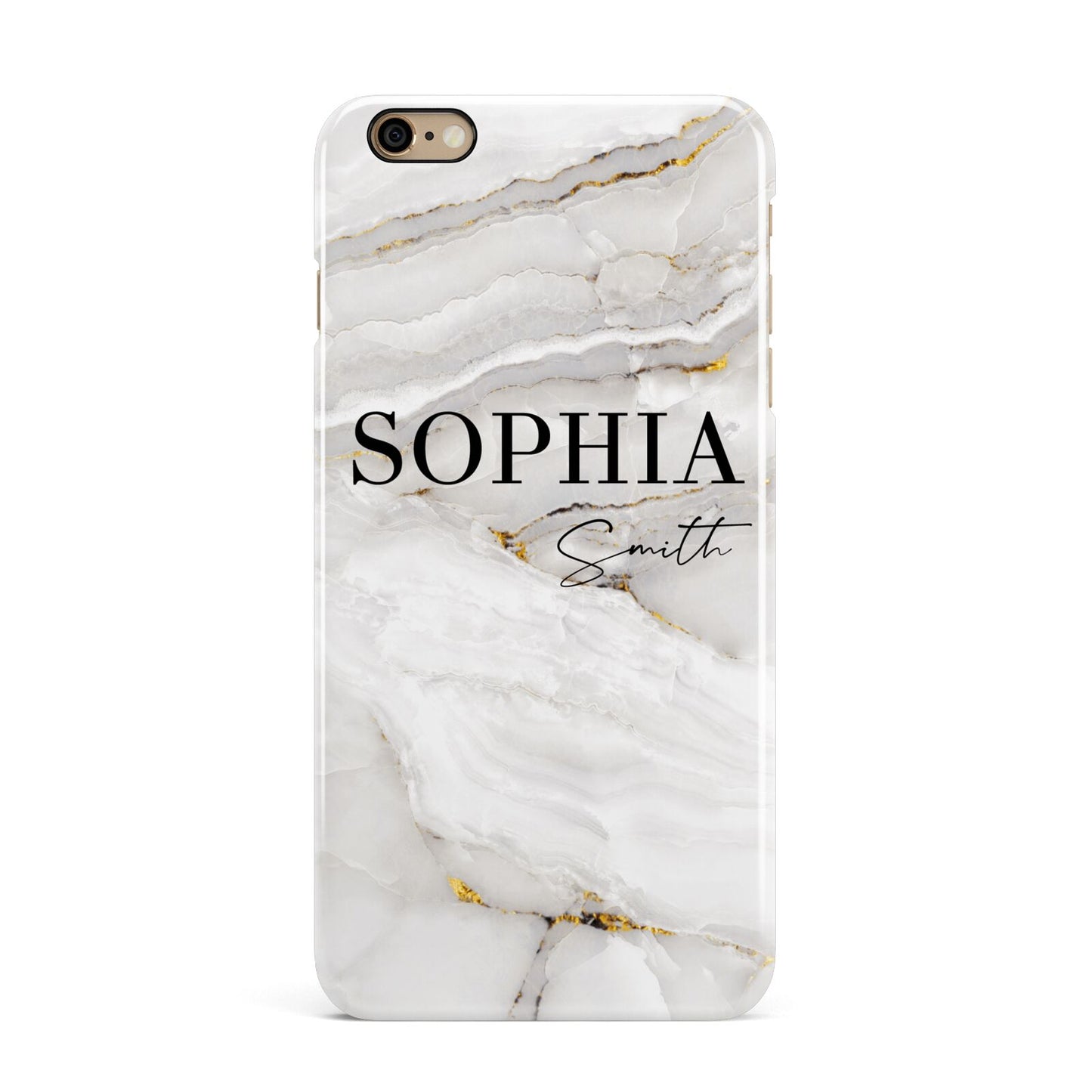 White And Gold Marble iPhone 6 Plus 3D Snap Case on Gold Phone
