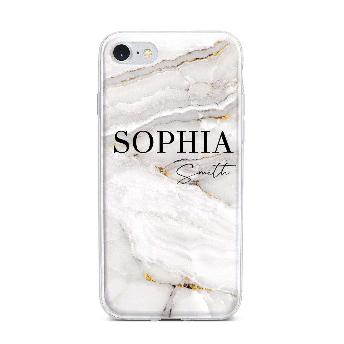 White And Gold Marble iPhone 7 Bumper Case on Silver iPhone