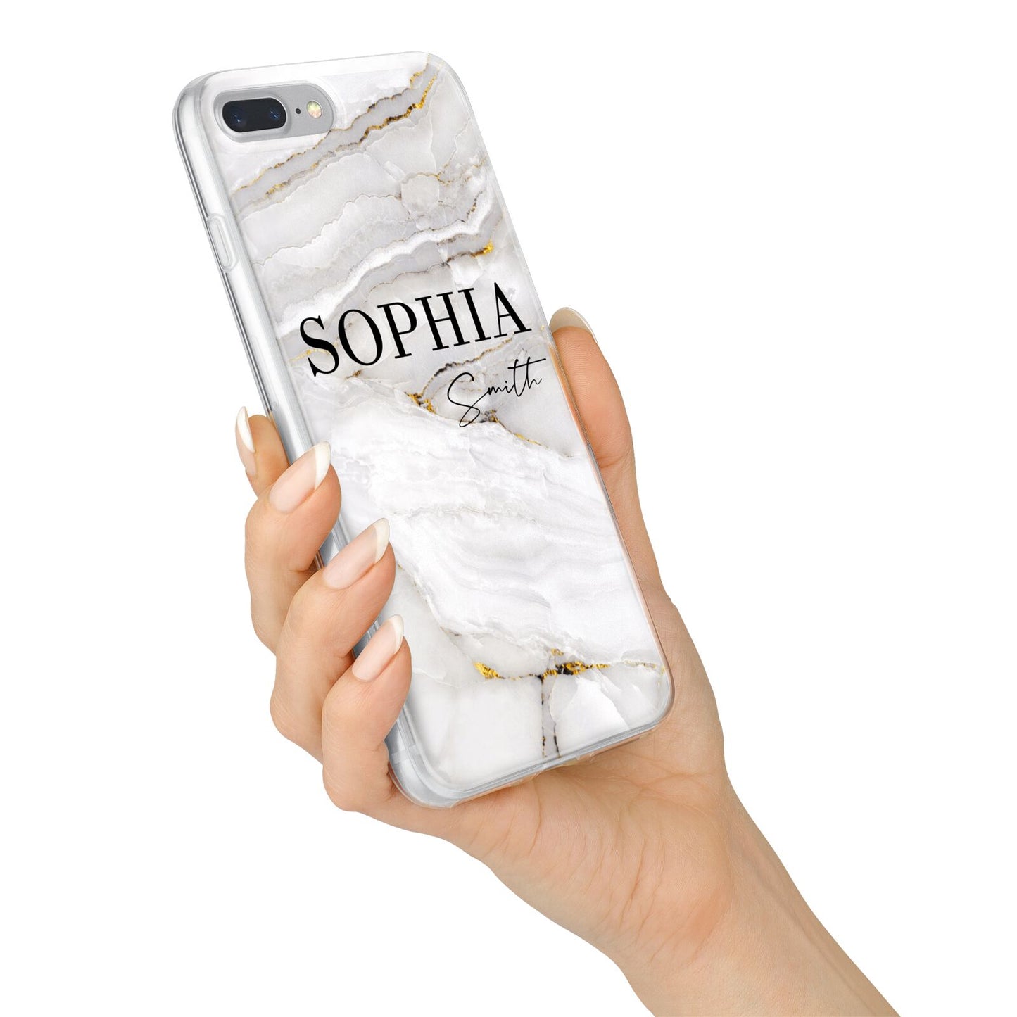 White And Gold Marble iPhone 7 Plus Bumper Case on Silver iPhone Alternative Image