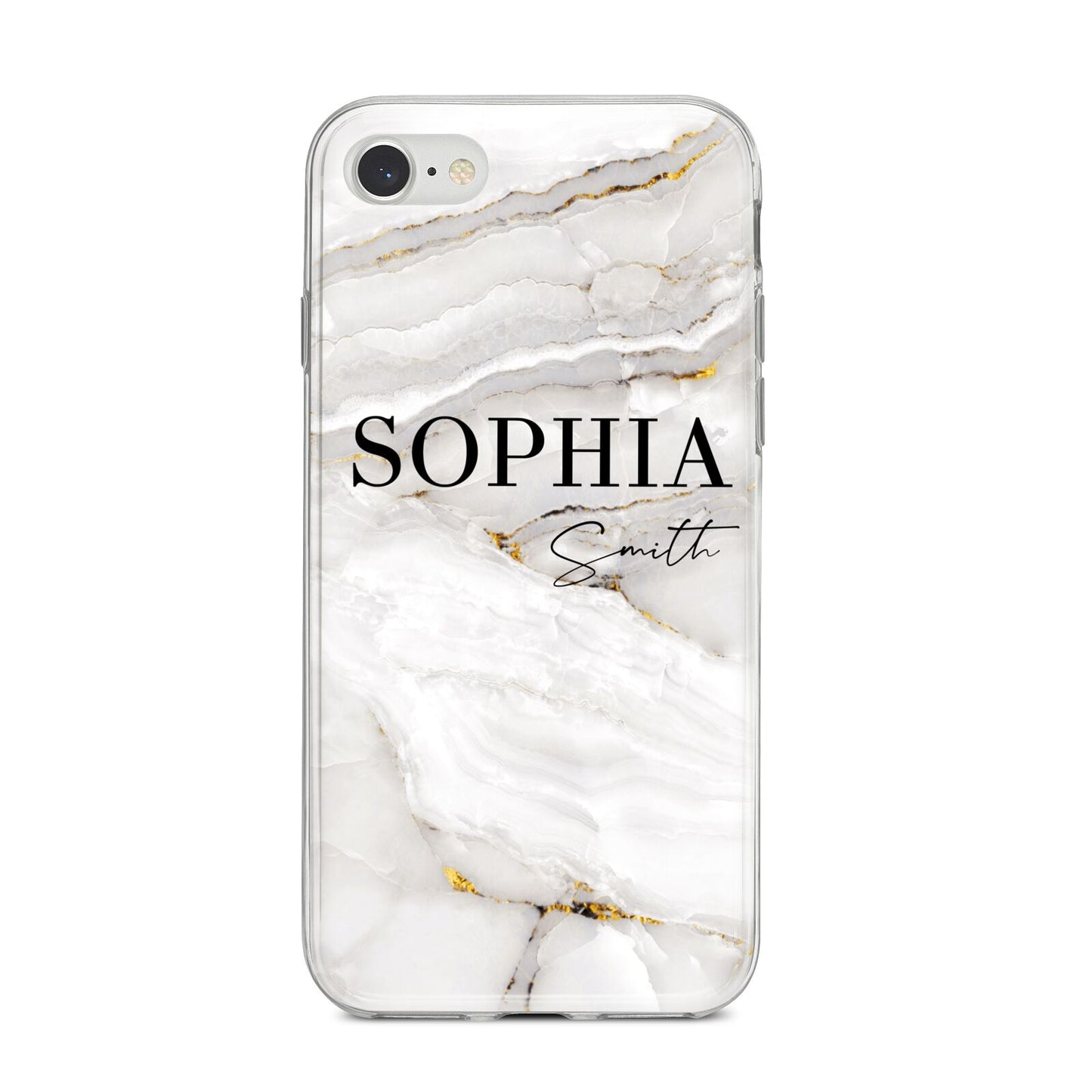 White And Gold Marble iPhone 8 Bumper Case on Silver iPhone
