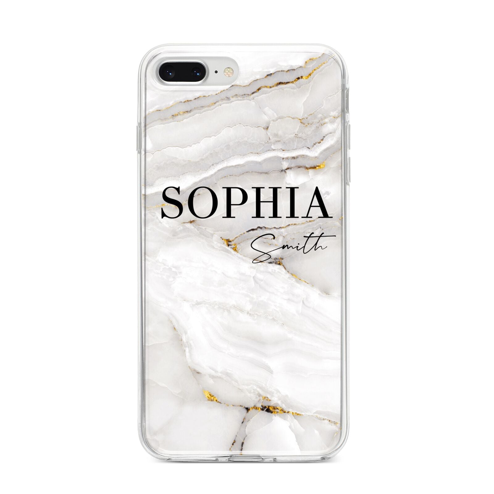 White And Gold Marble iPhone 8 Plus Bumper Case on Silver iPhone