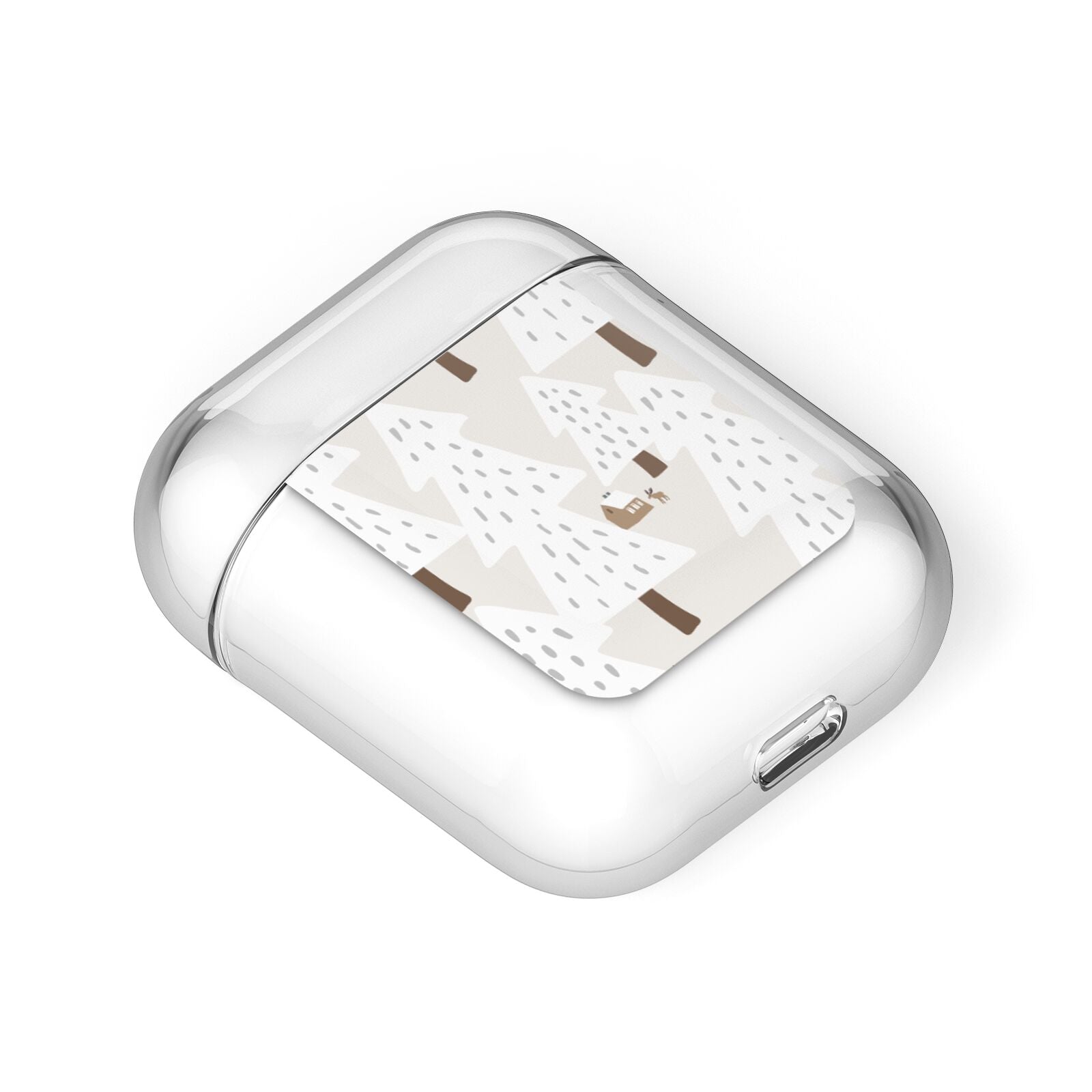 White Christmas Forest AirPods Case Laid Flat