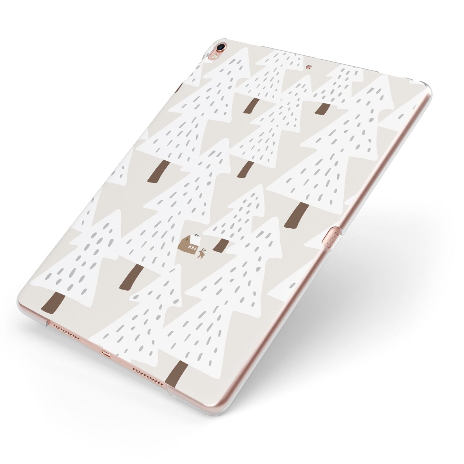 White Christmas Forest Apple iPad Case on Rose Gold iPad Side View