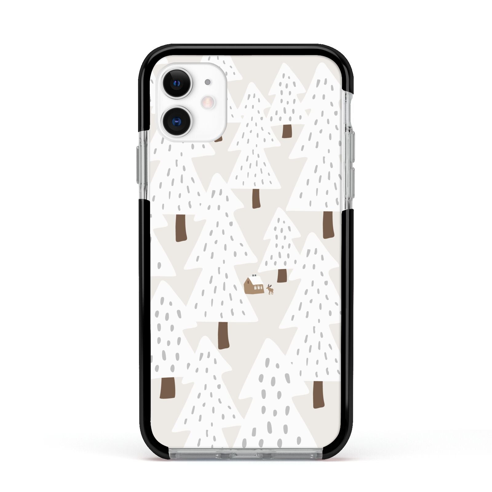 White Christmas Forest Apple iPhone 11 in White with Black Impact Case