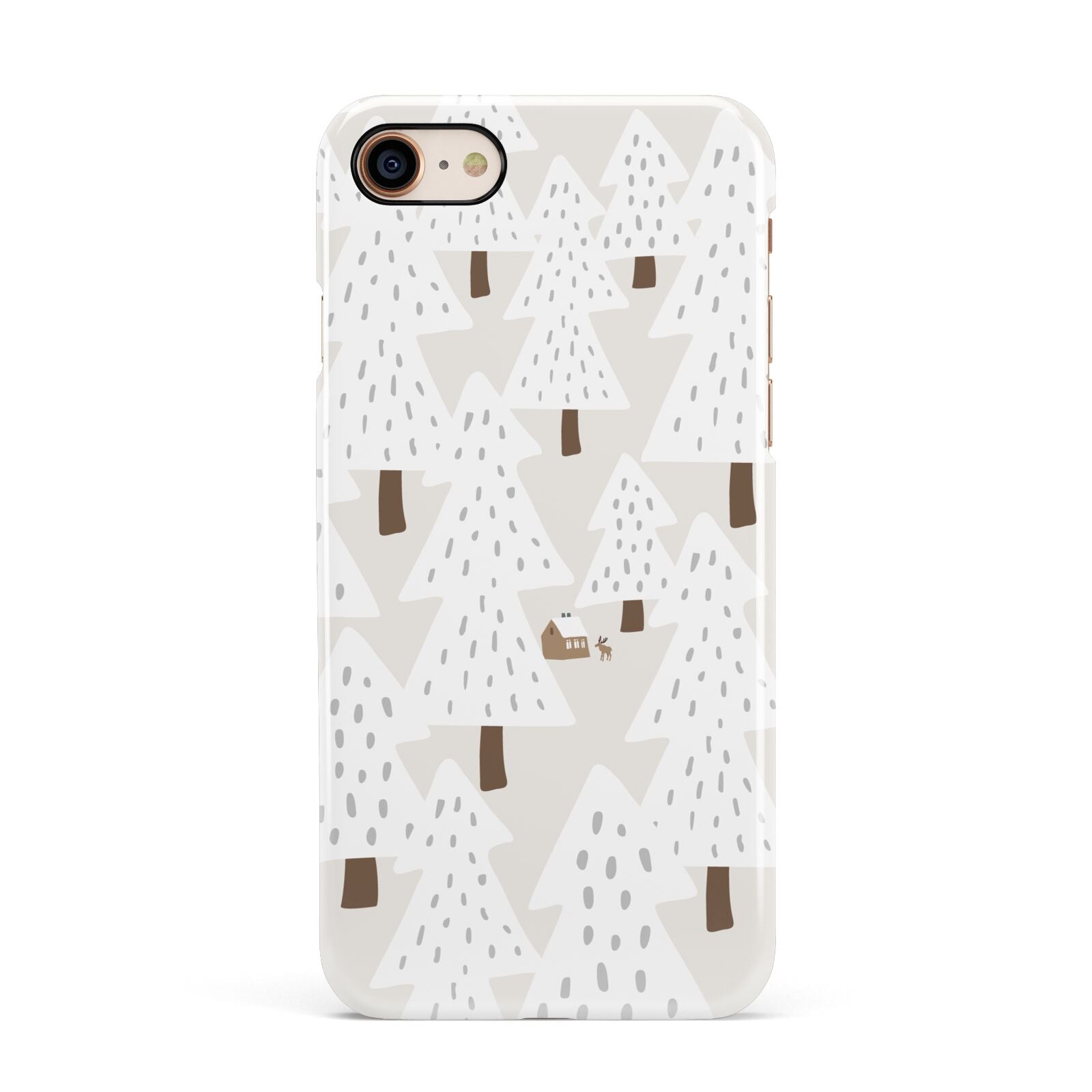 White Christmas Forest Apple iPhone 7 8 3D Snap Case