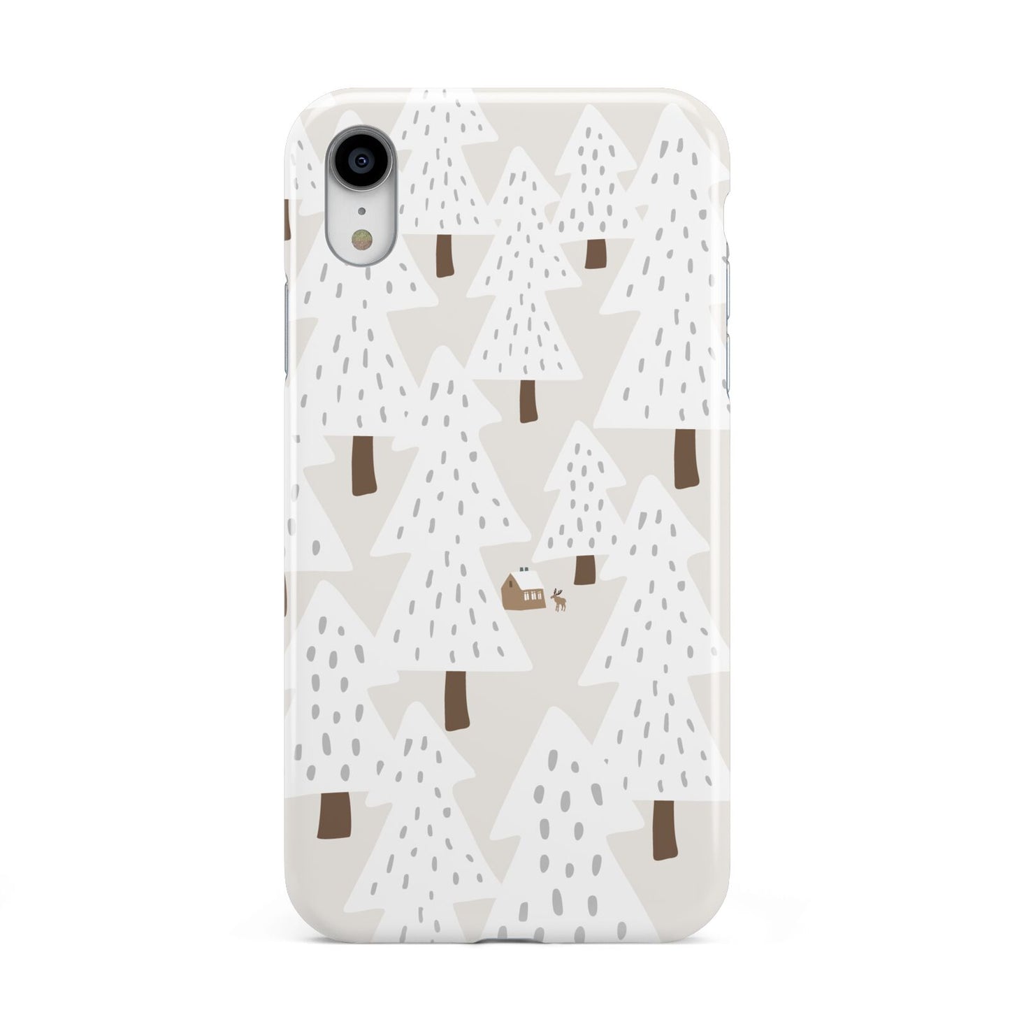 White Christmas Forest Apple iPhone XR White 3D Tough Case