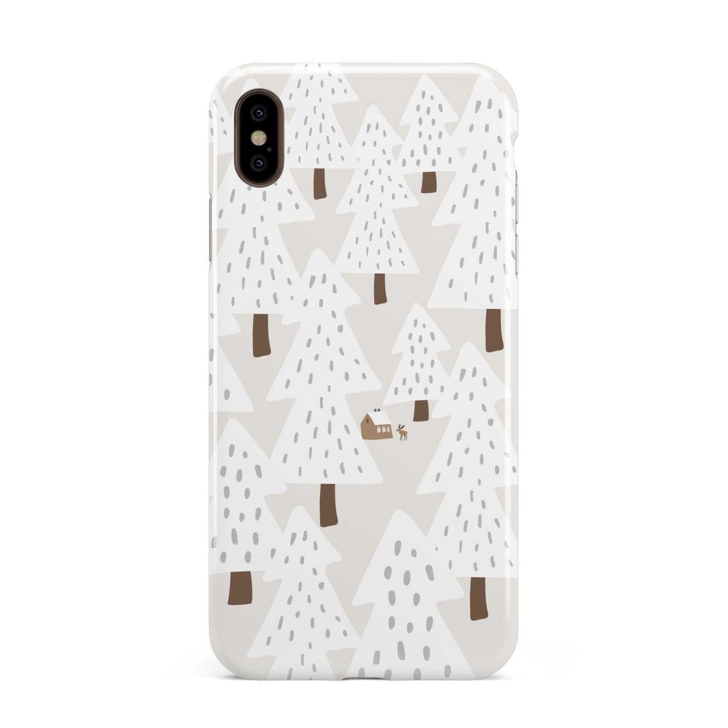 White Christmas Forest Apple iPhone Xs Max 3D Tough Case