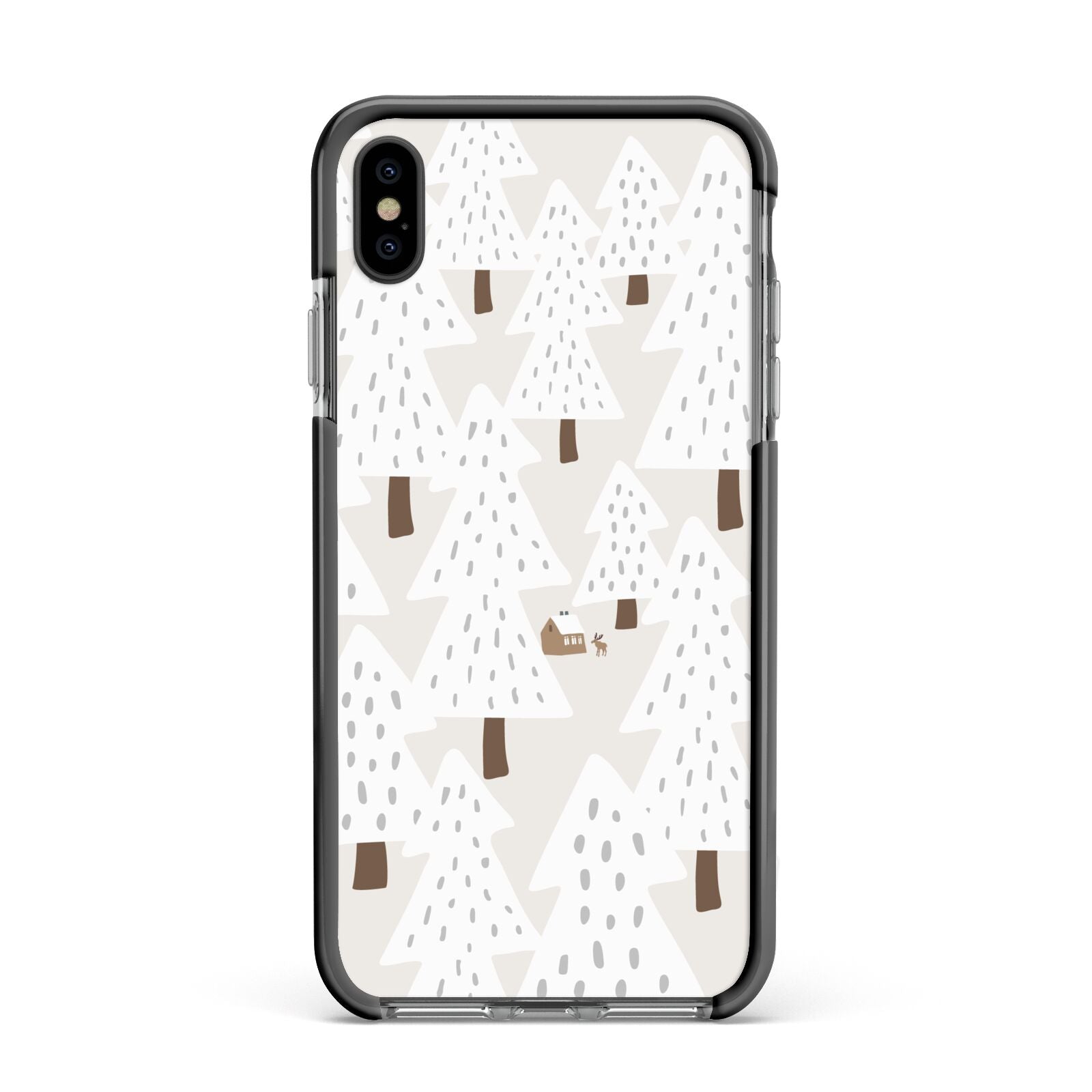 White Christmas Forest Apple iPhone Xs Max Impact Case Black Edge on Black Phone