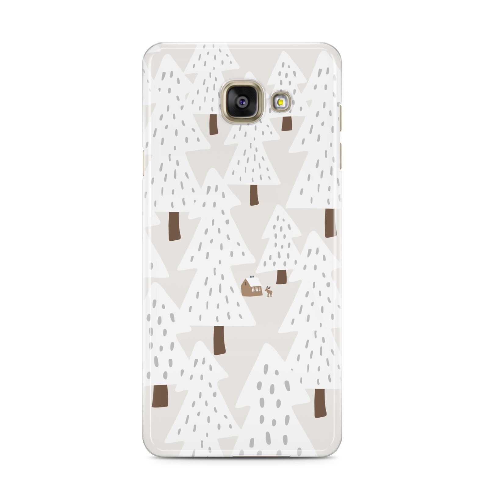 White Christmas Forest Samsung Galaxy A3 2016 Case on gold phone