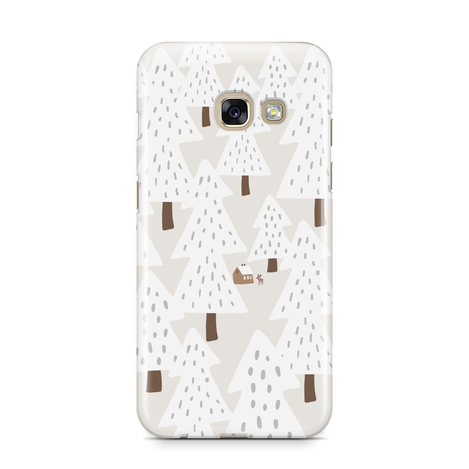 White Christmas Forest Samsung Galaxy A3 2017 Case on gold phone