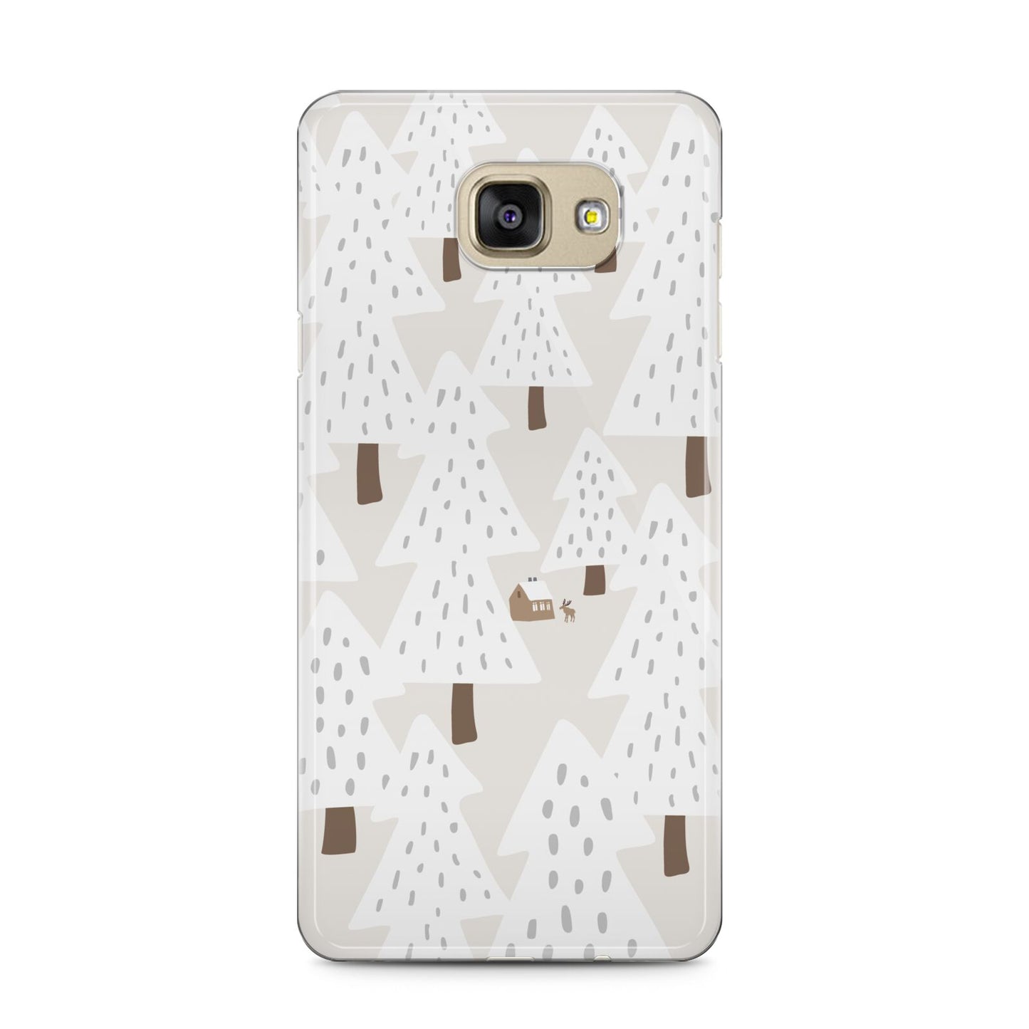 White Christmas Forest Samsung Galaxy A5 2016 Case on gold phone