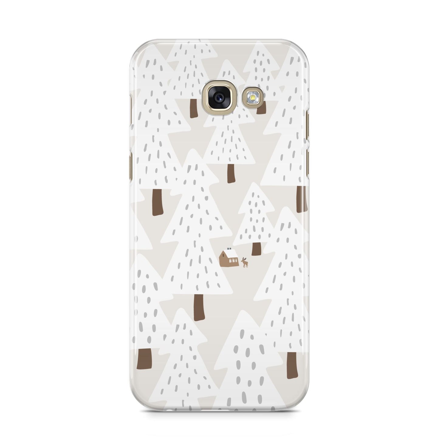 White Christmas Forest Samsung Galaxy A5 2017 Case on gold phone