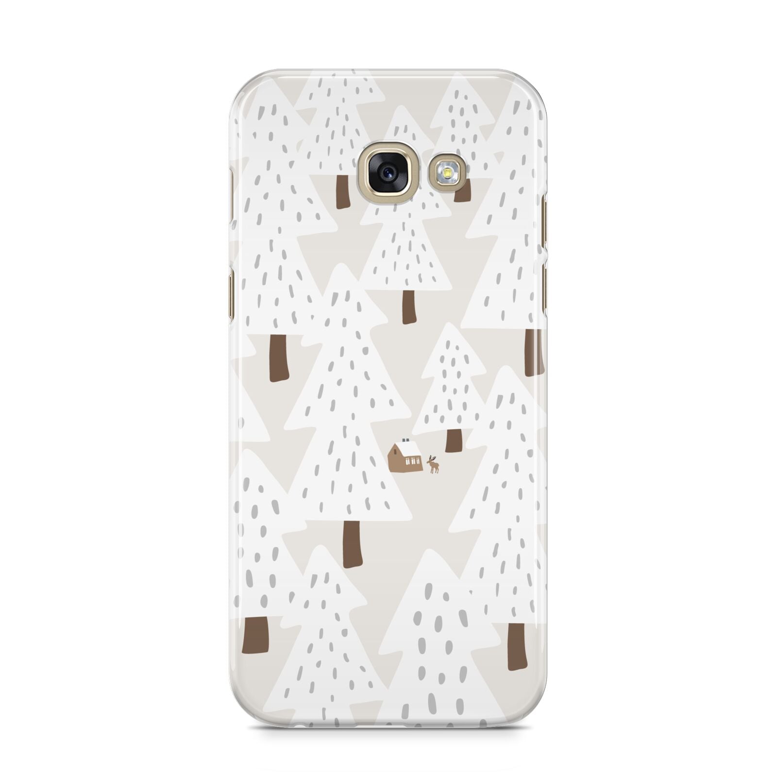 White Christmas Forest Samsung Galaxy A5 2017 Case on gold phone