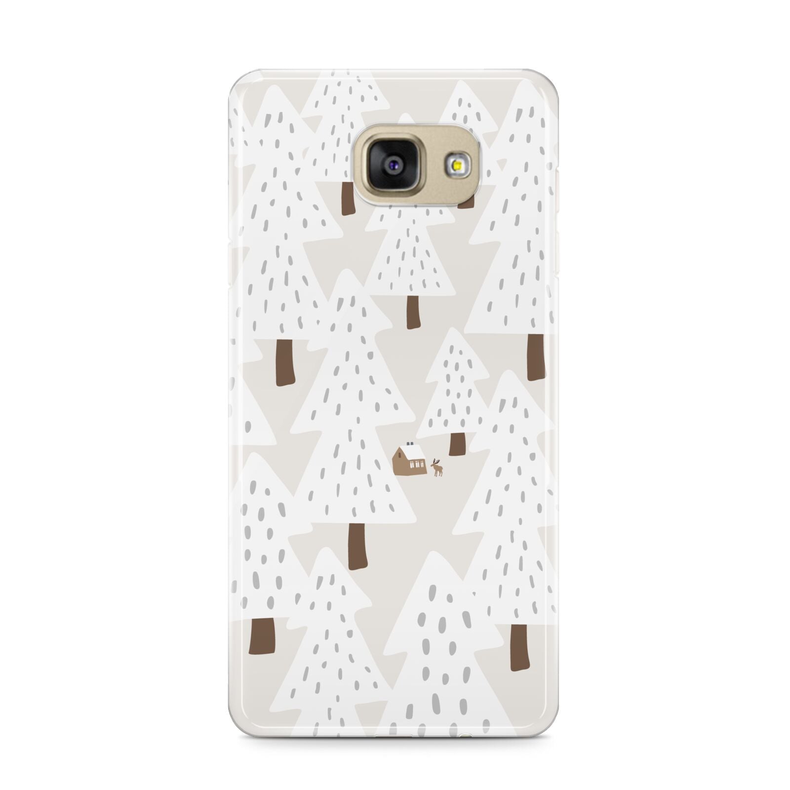 White Christmas Forest Samsung Galaxy A9 2016 Case on gold phone